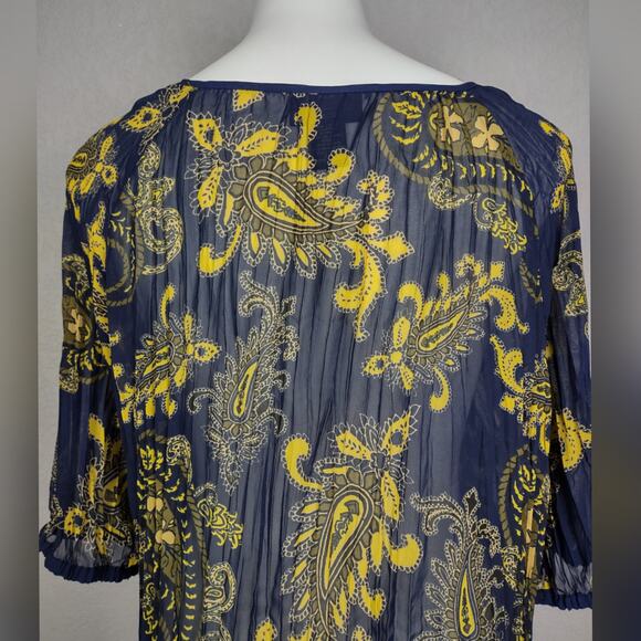 Lane Bryant Paisley 3/4 Sleeve Chiffon Blue Blouse Size 22/24 - Picture 8 of 14